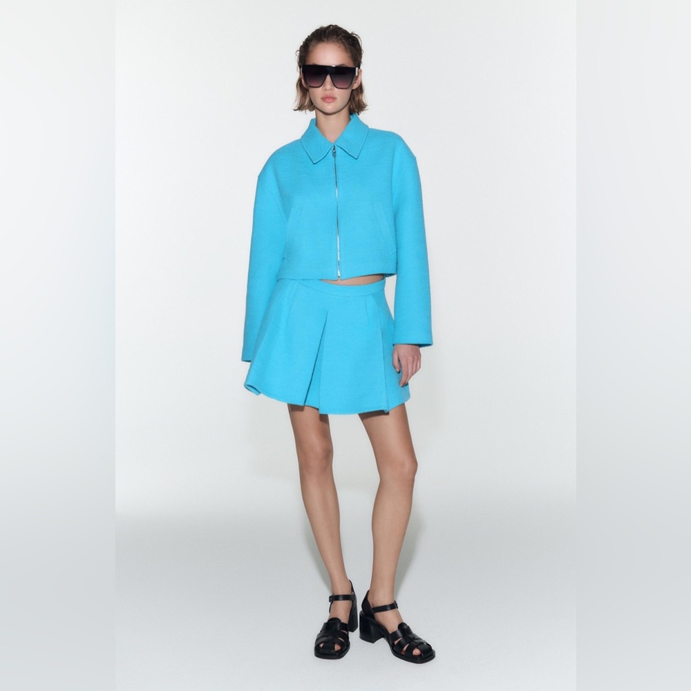 Zara Blue Textured Skort